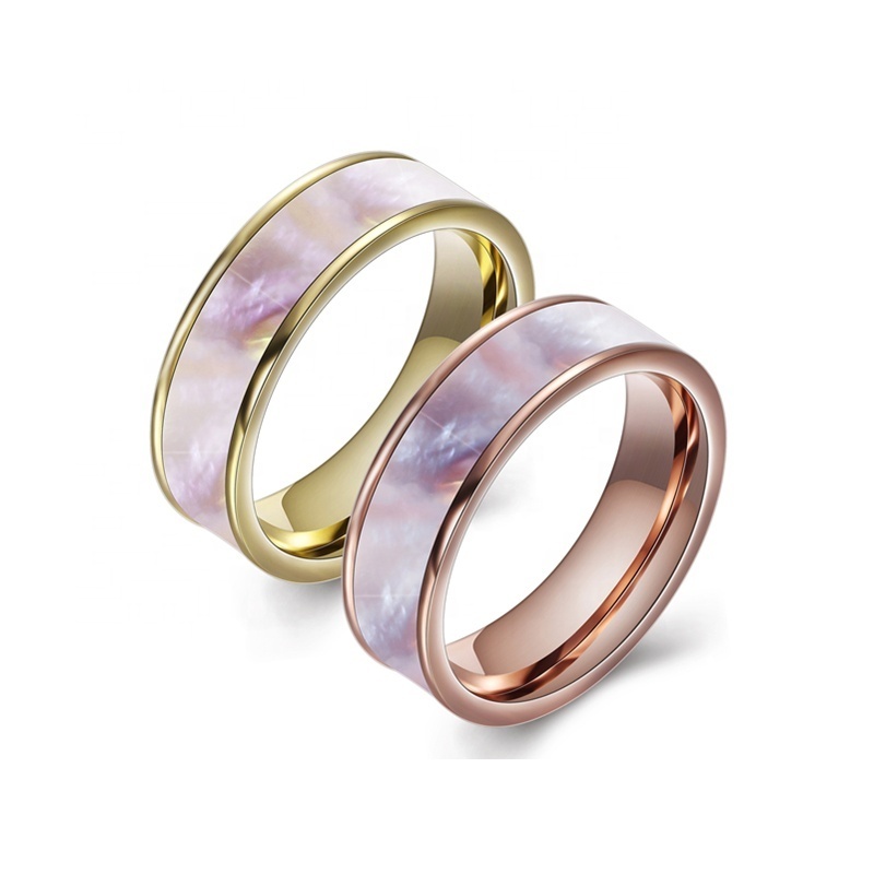 18K Gold Stainless Steel Women's Jewelry Silver Gold Rose Gold Color Natural Shell Rings for Women