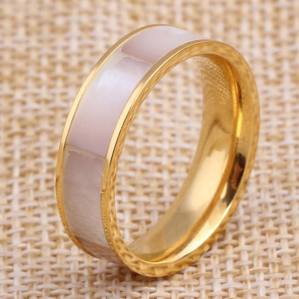 18K Gold Stainless Steel Women's Jewelry Silver Gold Rose Gold Color Natural Shell Rings for Women