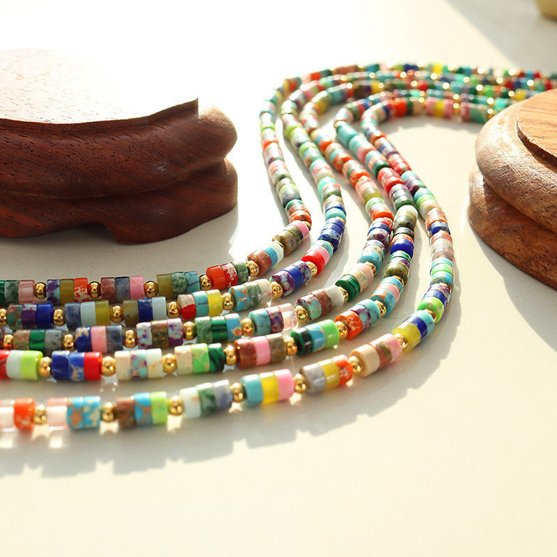 Personality Natural Stone Colorful Beaded Bohemian Jewelry Handmade Bead Necklace