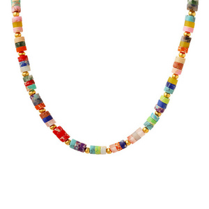 Personality Natural Stone Colorful Beaded Bohemian Jewelry Handmade Bead Necklace