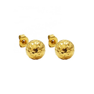 Fashion French 18k gold plated titanium tin paper round ball small gold ball stud pickleball earrings