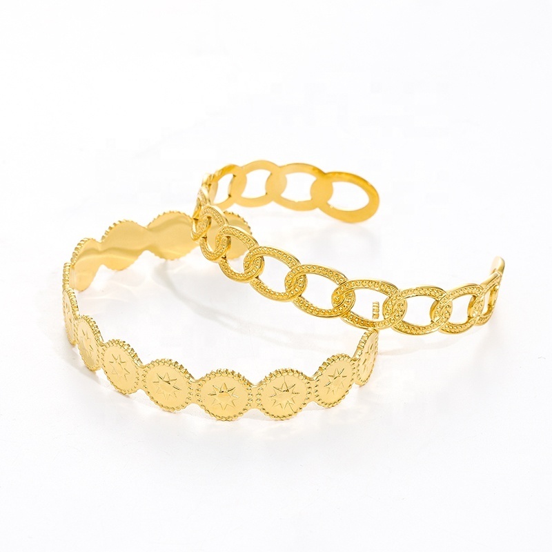 Waterproof 18K Gold Plated Jewelry 2023 Women Bridesmaid Cuff Cheap Bangle Non Tarnish Saudi Arabia Bracelet