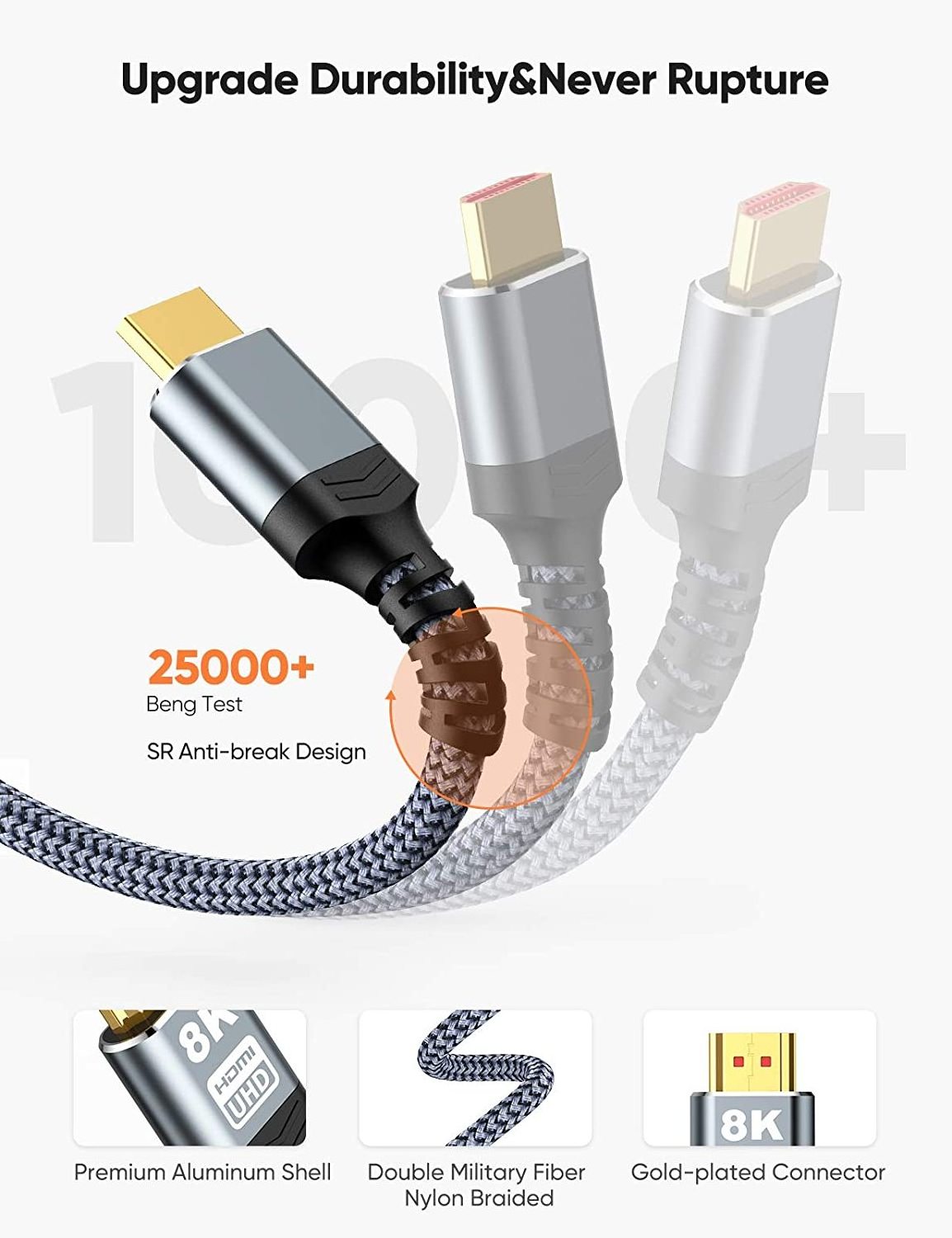 HDMI 2.1 8K UHS high speed v2.1 braided HDMI 2.1 cable 8K 60Hz 4K 120hz customized cable