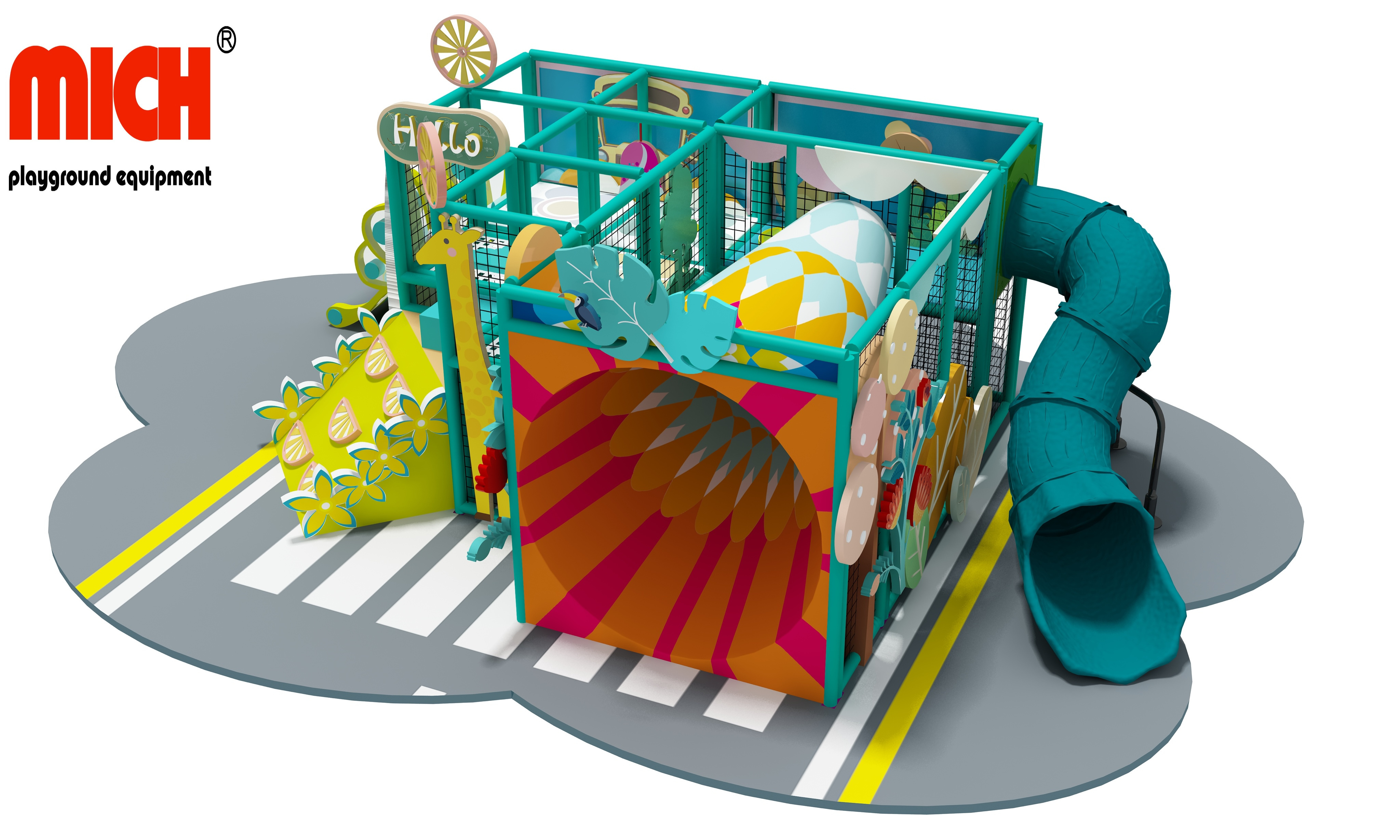 New Design Small Colorful Kids Park with Tube Slide