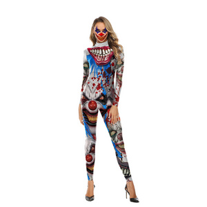 Halloween Costumes Scary Mutant Clown Suit 3D Print Jumpsuit  Carnival Parade Party for Women and Men Adult Costumes