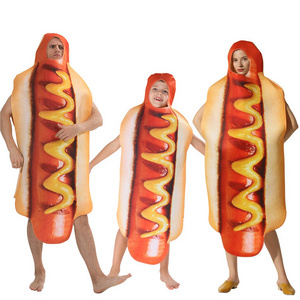 Adult Funny 3D Print Food Sausage Hot Dog Costumes Halloween Men Women Family Carnival Food Costume