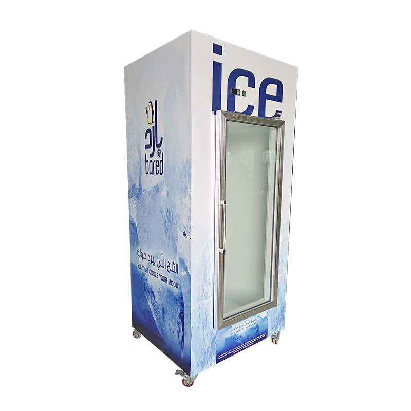 defrost glass door ice bag storage gas station ice merchandiser