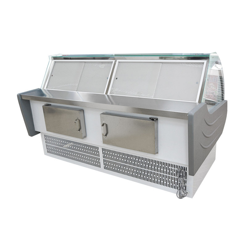 Commercial Supermarket Curved Display Hanging Meat Refrigerator Display Cooler Fan Cooling MLHR-25SSX Optional Micheal CN;GUA