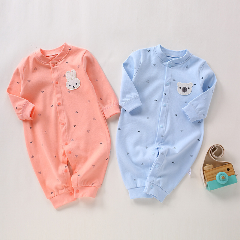 Michley Wholesale Infant Long Sleeve Jumpsuit Girls Rompers Autumn Organic Cotton Baby Clothes