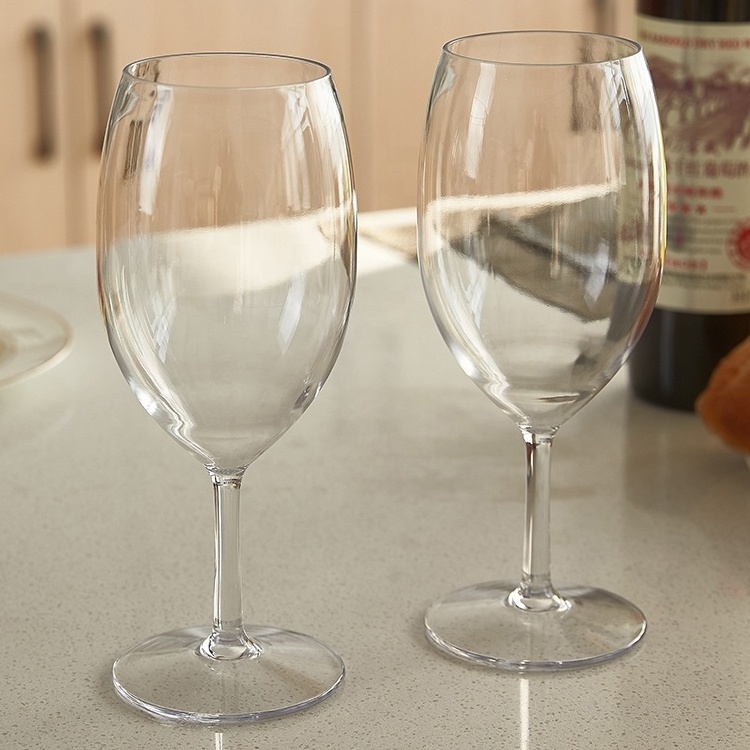 Michley 555ML Long Stem Goblet Clear Tritan Red Wine Glasses Dishwasher BPA-free Plastic Goblet