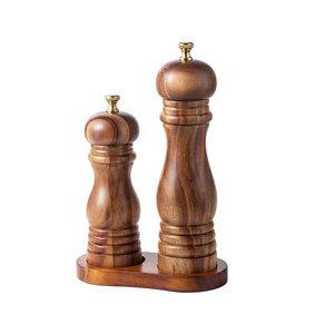 Factory wholesales solid wood manual acacia wood pepper grinder sea salt spices mill for kitchen