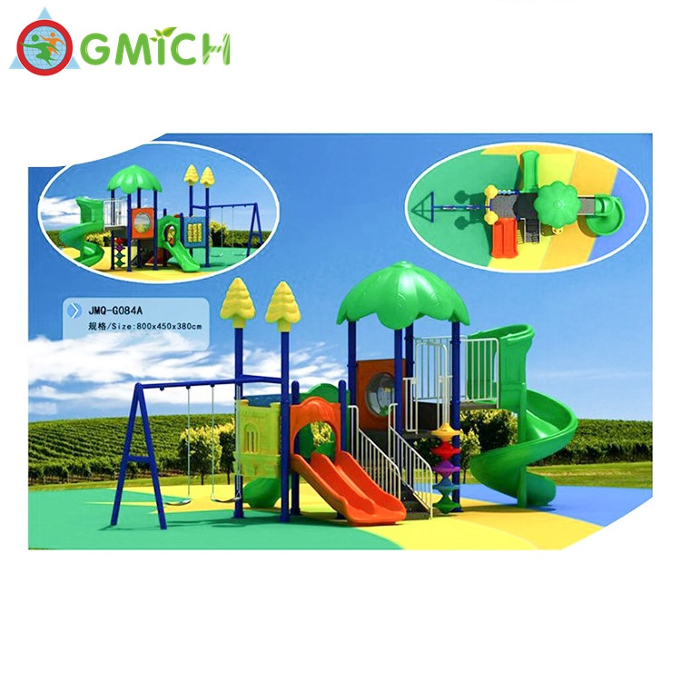 Patio swing with plastic slide outdoor garden kids swing set playground for backyard JMQ-G085A