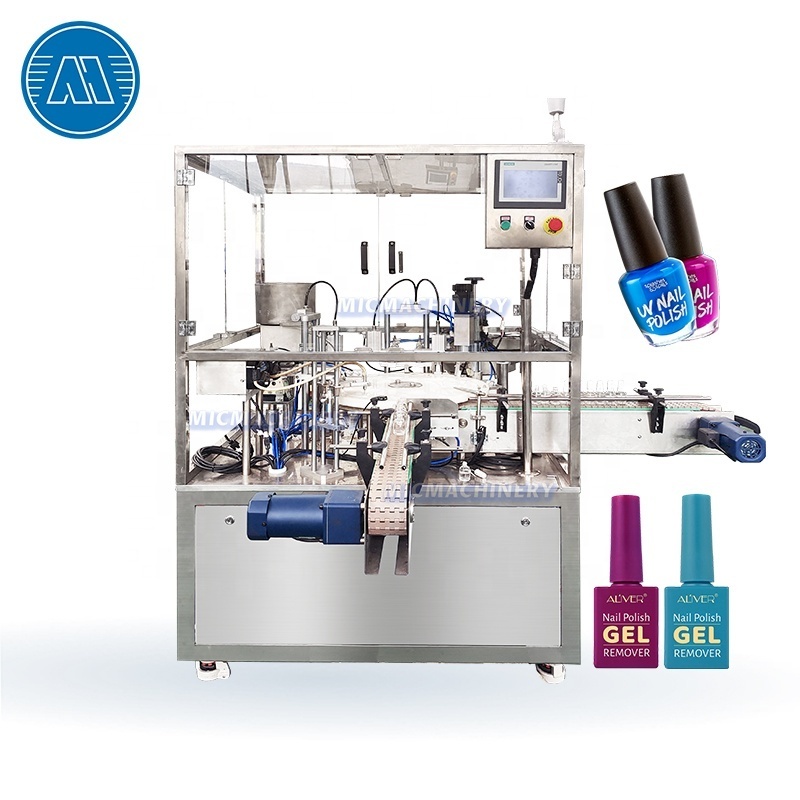 Automatic Plastic Glass Brush Bottle UV Glue Remover Gel Nail Polish Filling Capping Machine