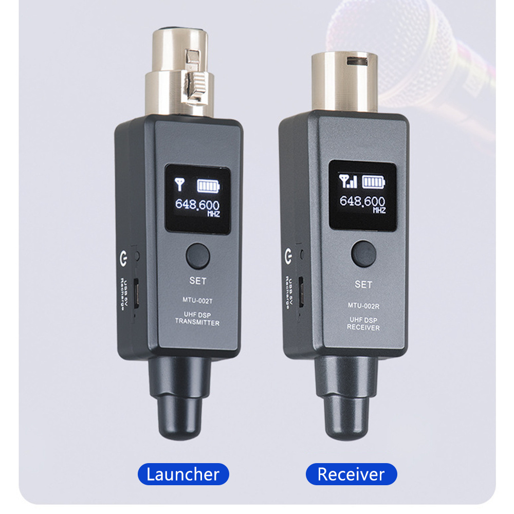 Portable Easy 1 Pair Wireless Xlr Uhf Audio Transmitter And Receiver Mic Line Two Modes