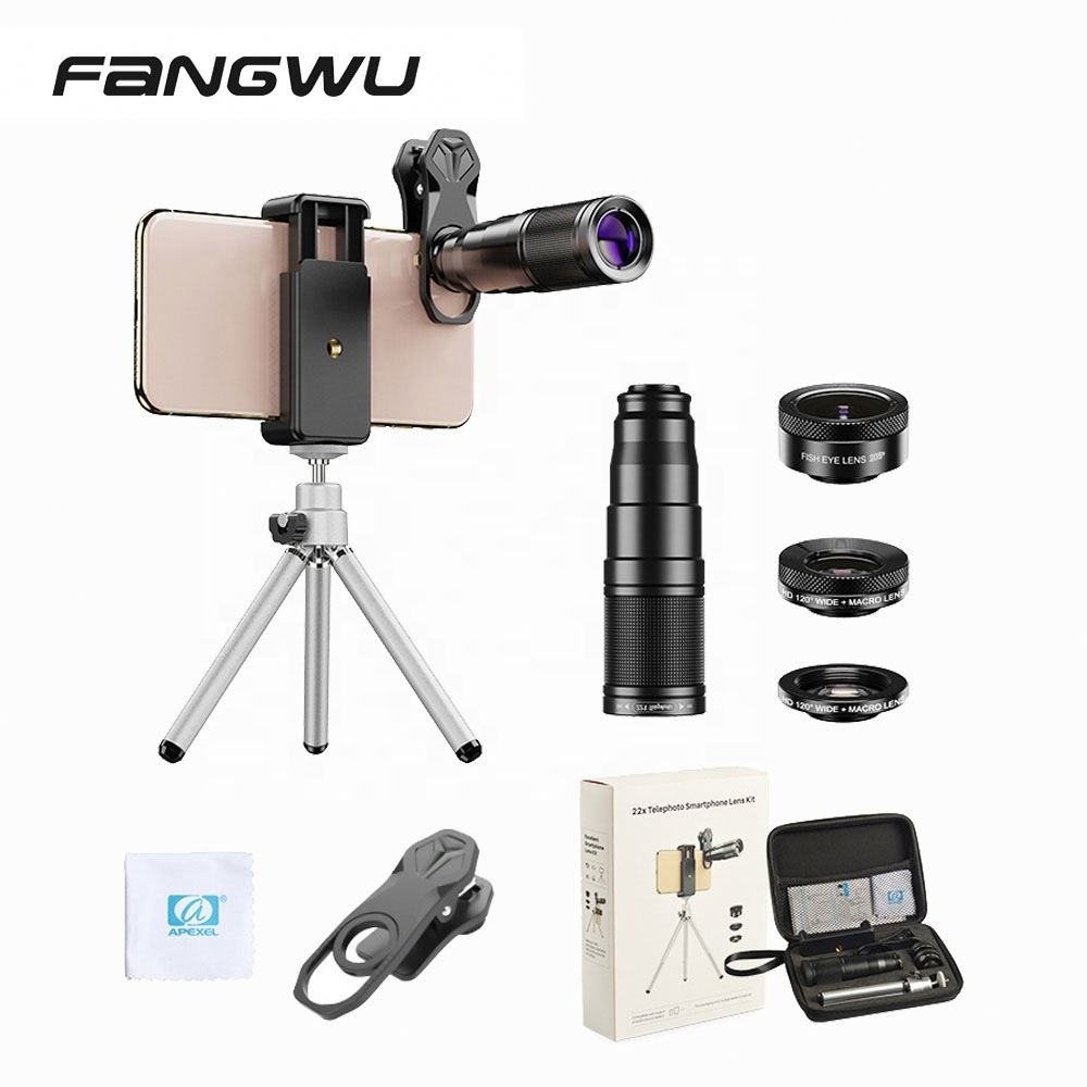 Professional Telephoto Camera Fisheye and Wide Angle Lens With Tripod For Mobile Phone