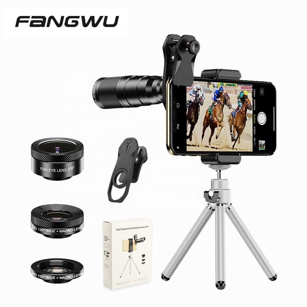 Professional Telephoto Camera Fisheye and Wide Angle Lens With Tripod For Mobile Phone