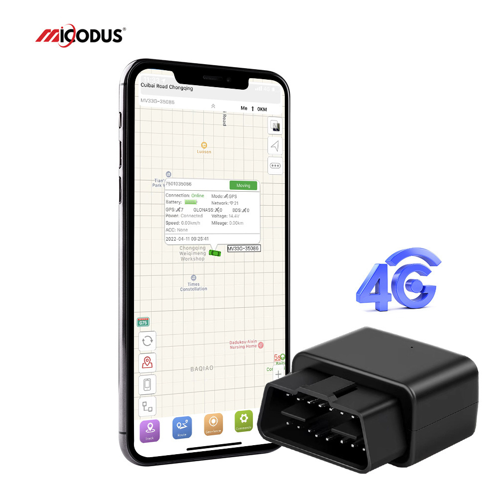 OBD Interface Mini GPS Car Tracking Device With Microphone Free APP For Android IOS Telematics Manual OBD ii 4G GPS Tracker