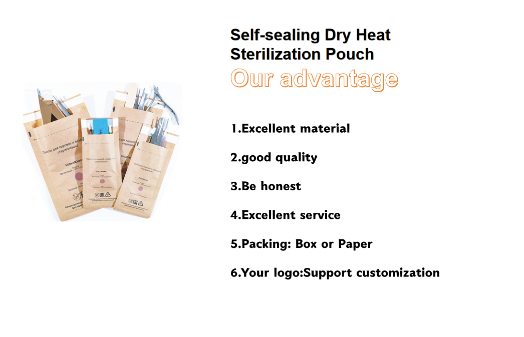 CE wholesale dry heat sterilization nylon pouches  dry heat sterilization pouch kraft paper self-sealing bag