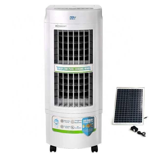 60W power saving DC 12V portable evaporative 10000MA battery rechargeable solar air cooler