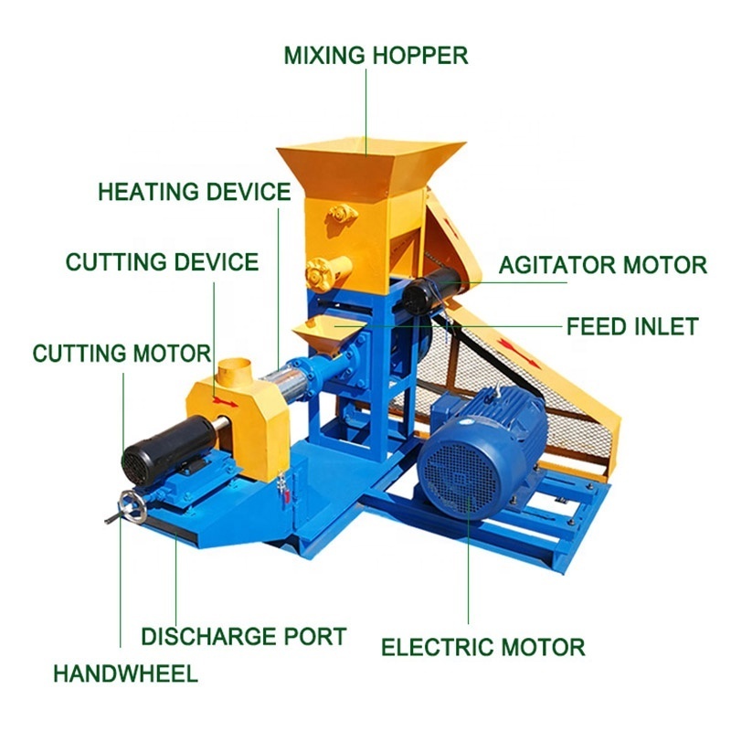 New Sheep and Cattle Mill Spare Parts High Productivity Fish Feed Pellet Extruder Machine for Farms Retail Food Industries