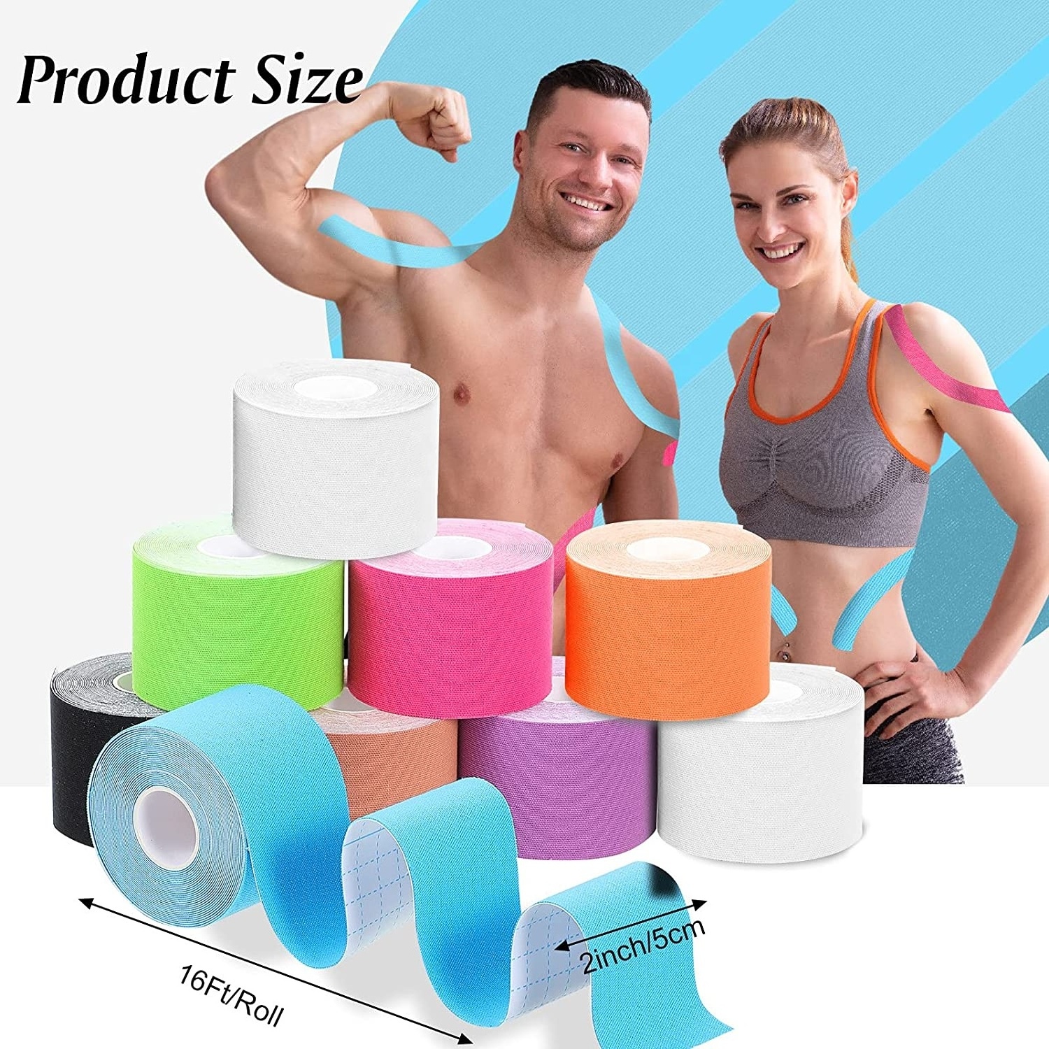 Custom waterproof Cotton Rigid Kinesiology Tapes Therapeutic Athletic Sports Tapes 5cm width