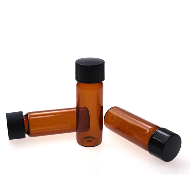 15-425 8ml 12ml amber glass vials screw top with open caps package kit