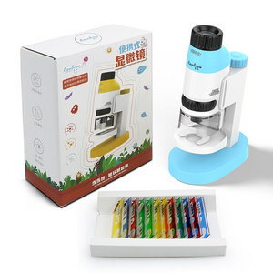 Mini Microscope for Kids 60-120X Science Microscope Kit for Kids with LED Light Outdoor Children Stem Toy