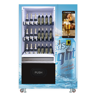 Cashless and Paper bills coins operated Alcohol Wine Glass Bottle Beer Champagne Vending Machine with elevator