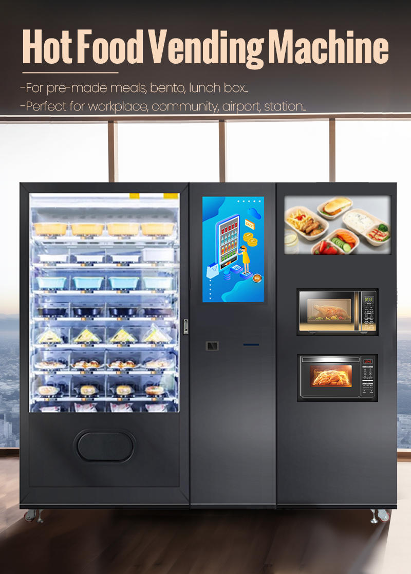 Airport Station Heating Bento Lunch Box Hot Food Vending Machine with Microwaves