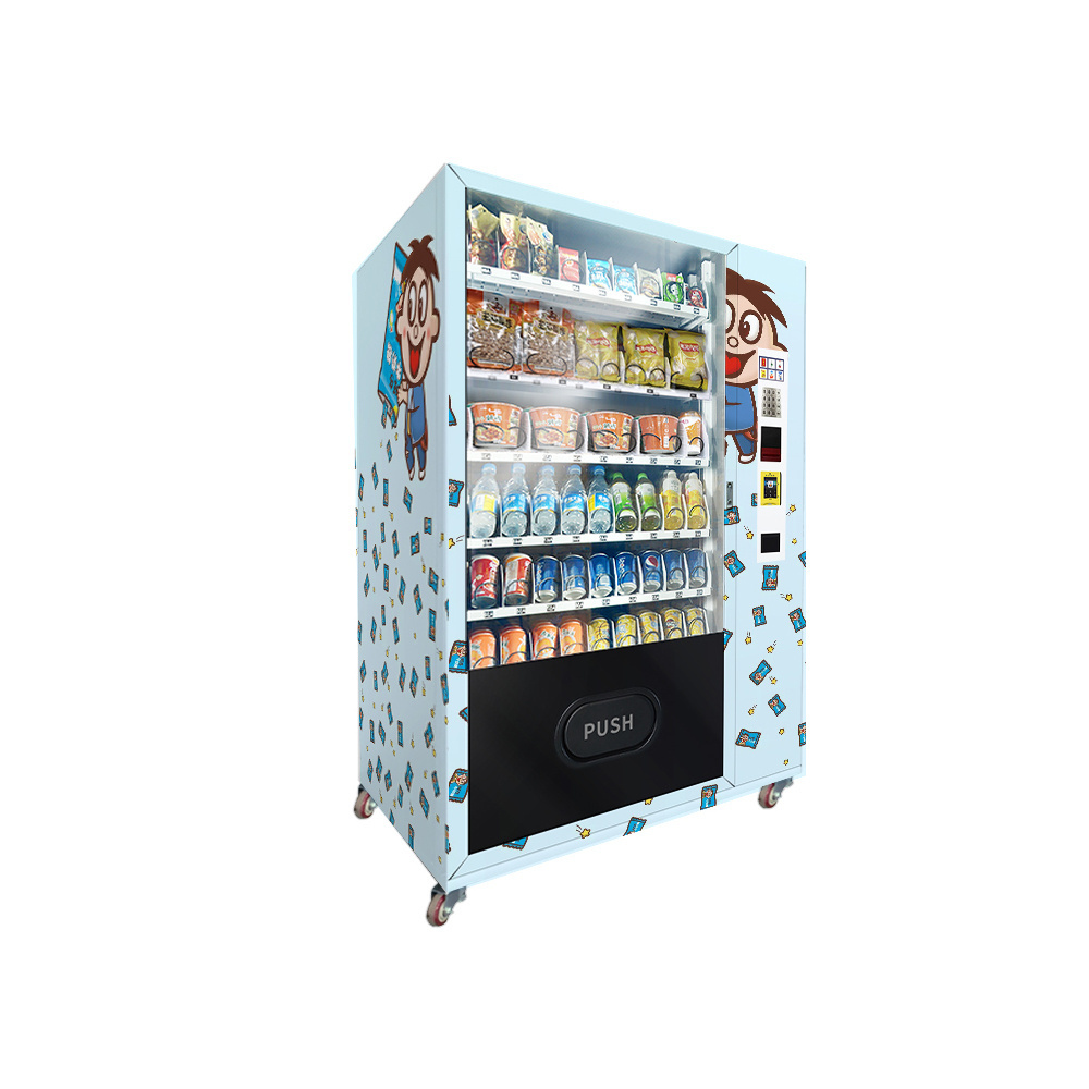 2022 new refrigerated 22'inch touch screen chips nuts bottle water soda snacks drinks digital vending machine for sale