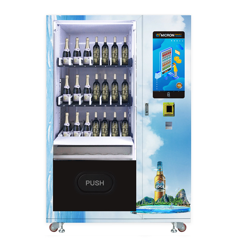 Touch Screen Liquor Beverage Champagne Red Wine Alcohol Beer Vending Machine with Elevator