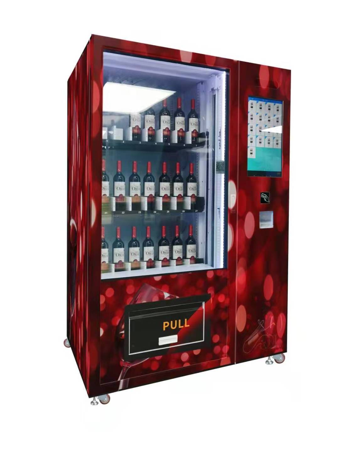 Touch Screen Liquor Beverage Champagne Red Wine Alcohol Beer Vending Machine with Elevator