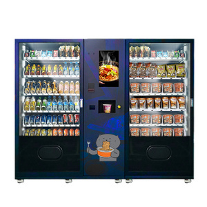 Refrigerated Dual Big Capacity Ramen Instant Cup Noodles Boba Milk Tea Snacks Drinks Vending Machine for Sale with hot water