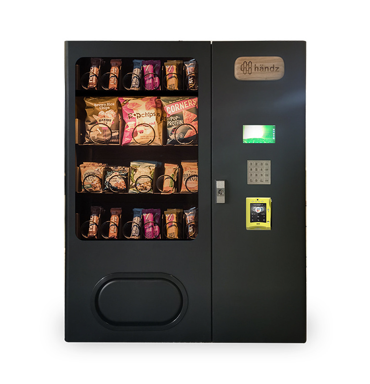 Customized Black Mini Small Tabletop Desktop Countertop Snacks Drinks Vending Machine with 5' inch LCD Screen for small business