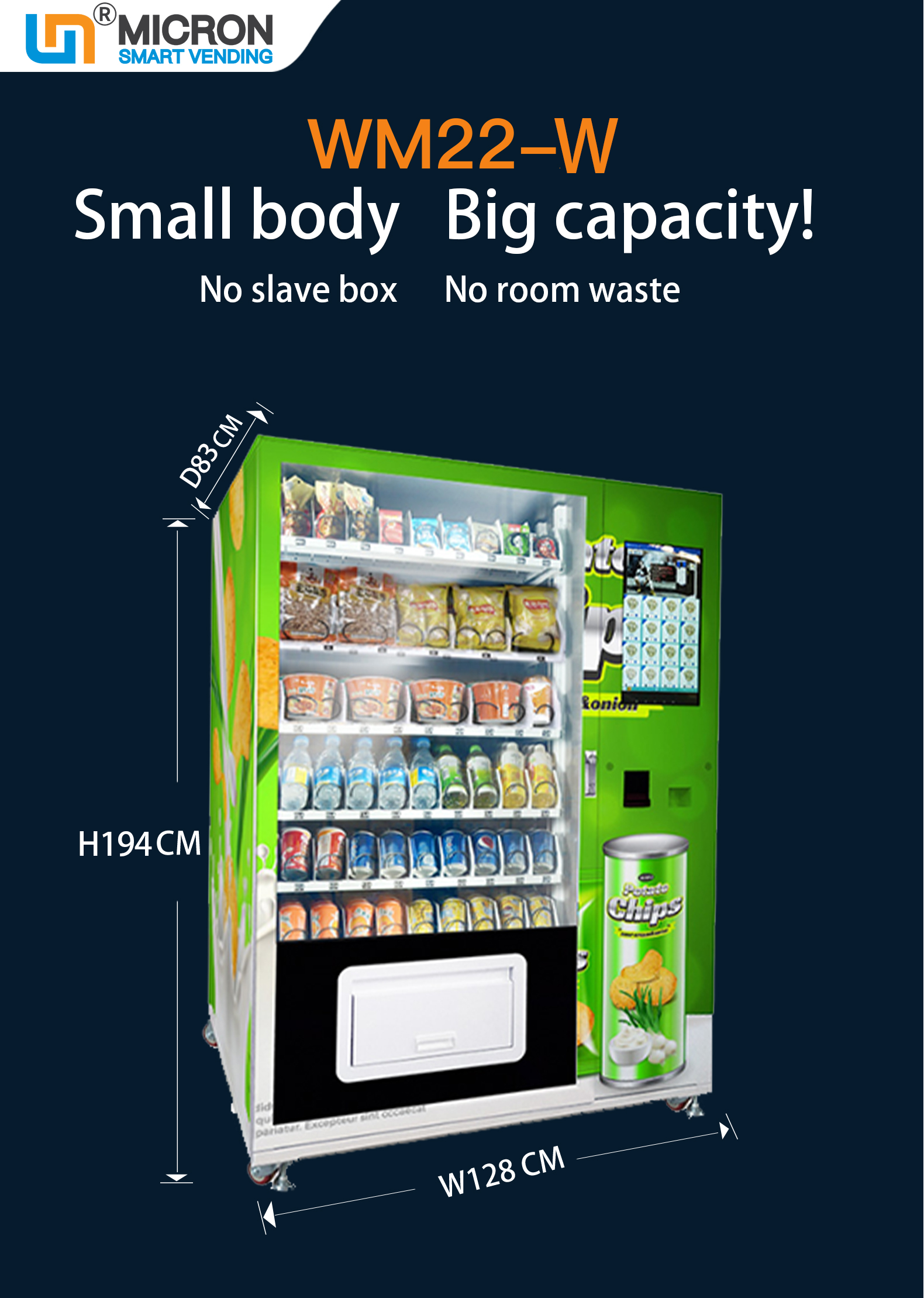 Innovative Big Capacity Snacks Vending Machine Packaging Bubble Tea Vending Machine