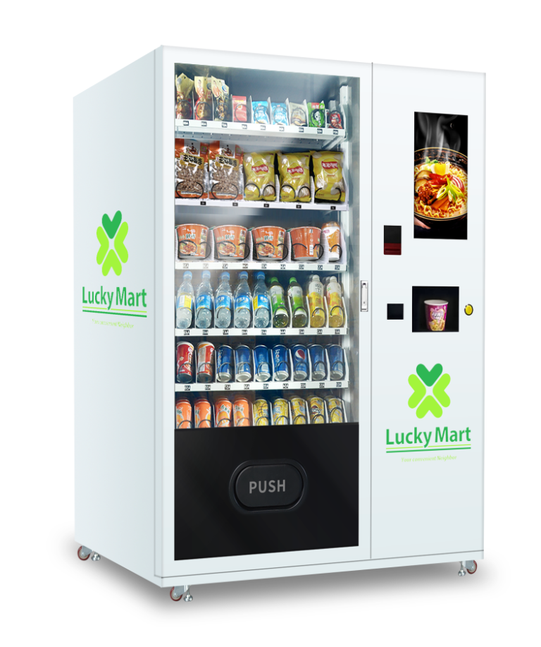 Smart Cashless Combo Snacks Drinks Hot Water Dispenser Ramen Cup Noodle Vending Machine