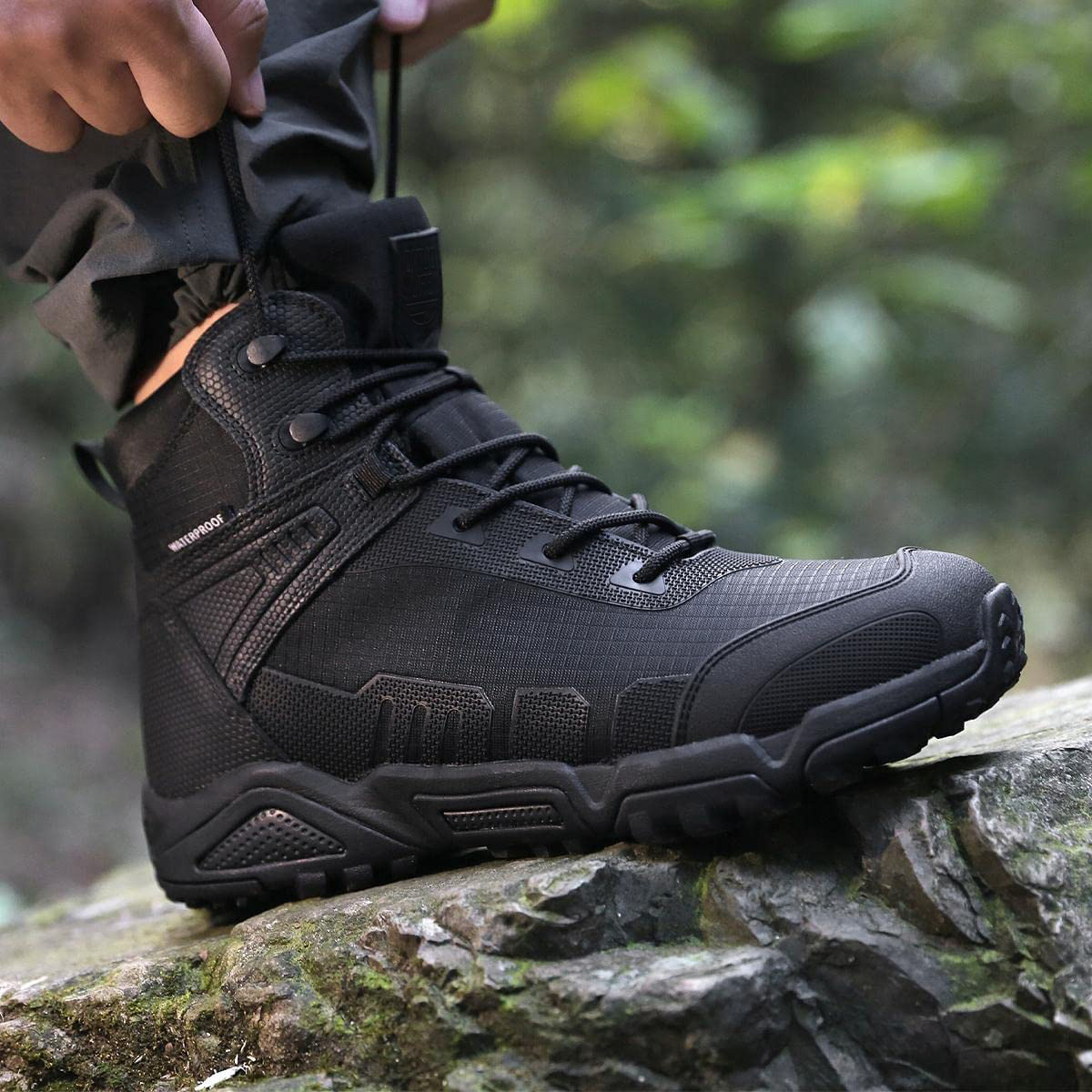 2023 New Design Men Casual Rubber Combat Boots Tactical Lightweight Work Chunky hiking Shoes