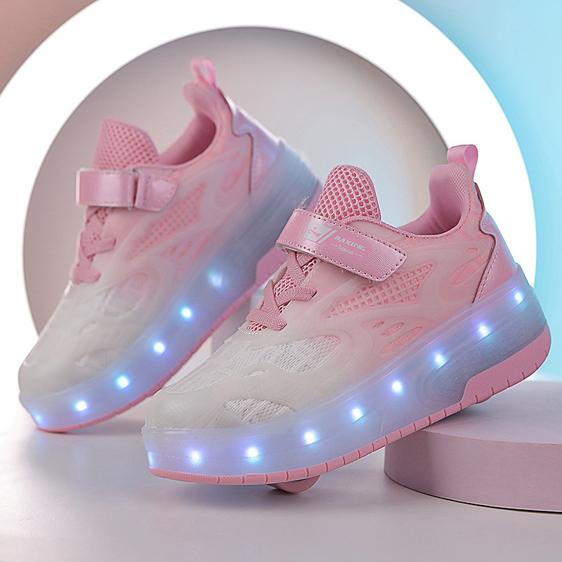 Jinjiang Custom Sneakers With Wheels And Lights Girls Led Shoes With Roller Skates Shoes Kids Designers Light Up Shoes