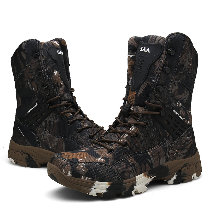 Custom rubber mens hiking waterproof camouflage Lightweight Combat Boots Durable Suede Leather Work Boots Desert Boots