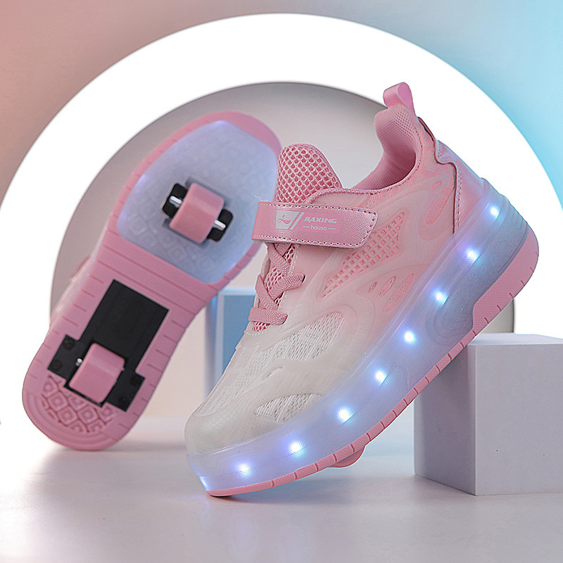 Jinjiang Custom Sneakers With Wheels And Lights Girls Led Shoes With Roller Skates Shoes Kids Designers Light Up Shoes