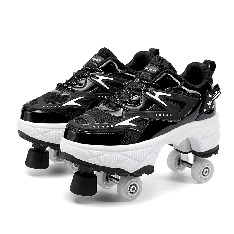 patines 4 ruedas  Kids Boy Girl Sneakers With Wheels Deformation Shoes And Roller Skates patines de 4 ruedas