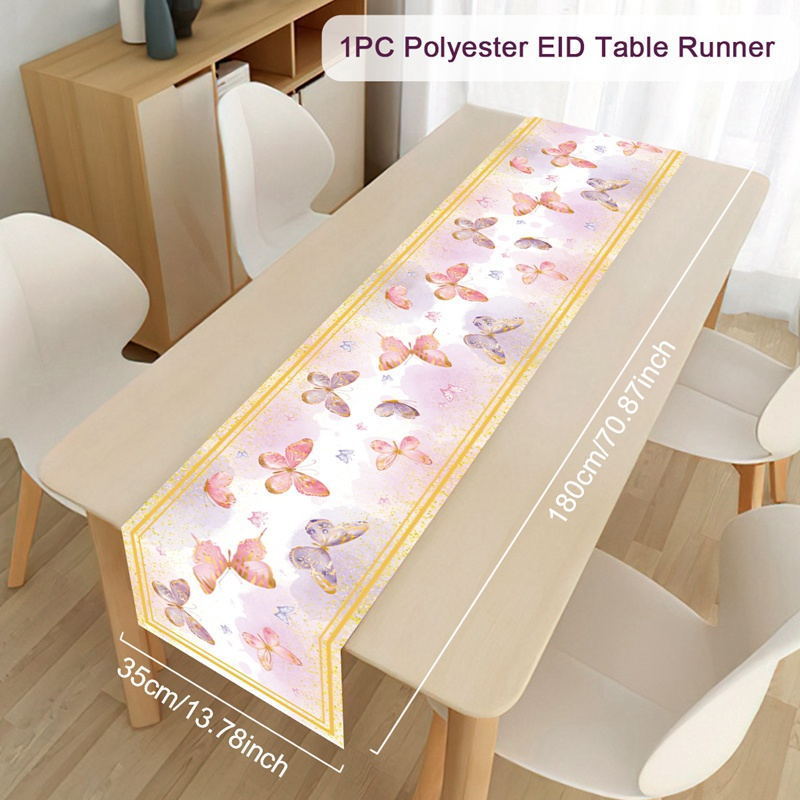 New 180*35cm Polyester PrintingTable Runner Butterfly printed Tablecloth Washable Table runner Happy Birthday Decoration