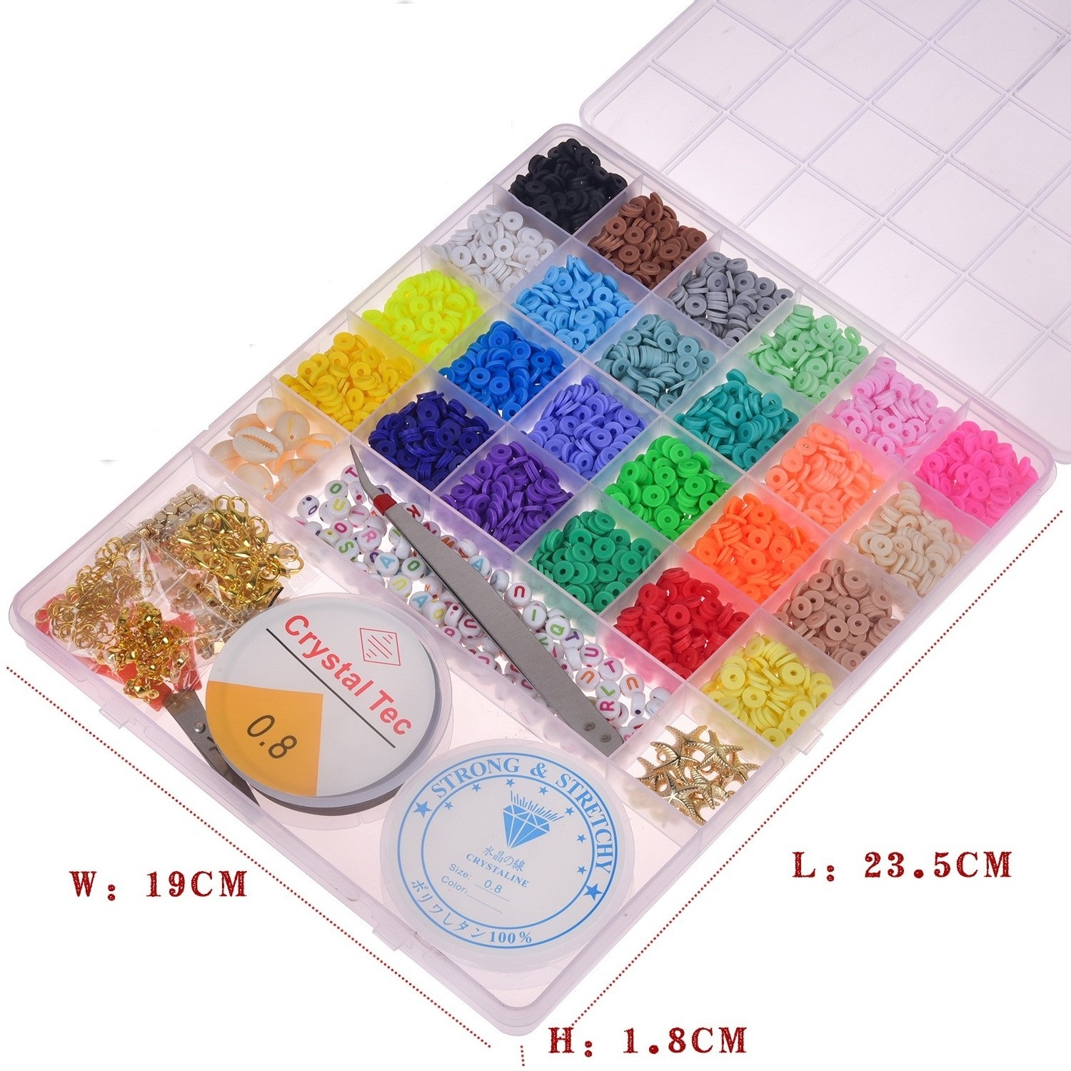 4000 pieces Small 6mm Flat Polymer Clay Bead Set Clay Flake 24 Color DIY Bracelet Jewelry Set Box Loose Seed Beads Box Set