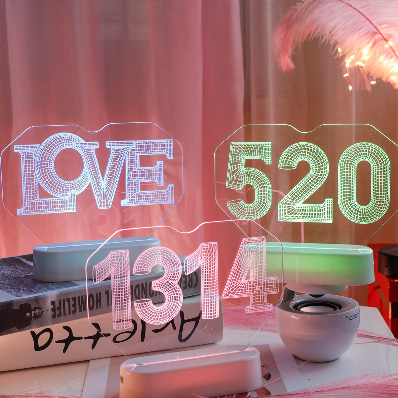 Valentine Day Light Acrylic Led Night Light 3D Lamp Heart Light For Valentine Gift Decoration New Year 2023