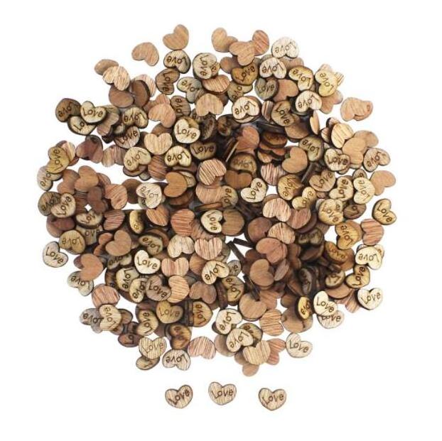 Wedding Decoration Rustic Wooden Pattern Love Hearts Shaped Wood Slices Crafts for Wedding Table Scatter Decoration