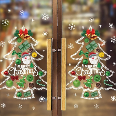 Christmas Windows Stickers Xmas Tree Window Clings Glass Door Decals Pvc Static Sticker For Showcase Winter Party Decorations