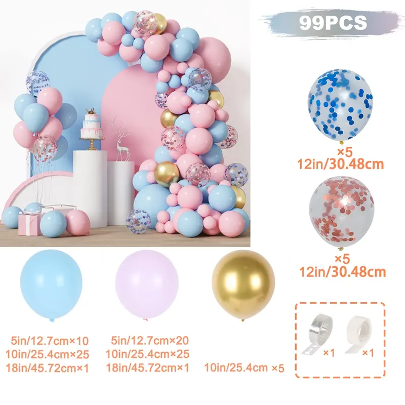 99pcs Pink Blue Macaron Boy Or Girl Gender Reveal Decorations Latex Balloons Arch Garland Kits Chain Baby Shower Decorations Set