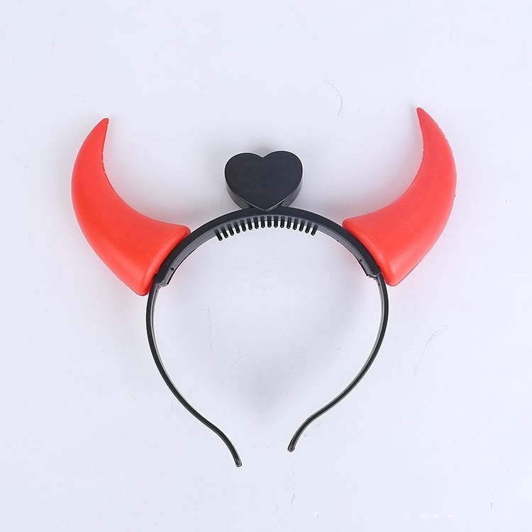 Masquerade Fancy Dress Cosplay Halloween Decoration Red LED Fashing Light Up Red Devil Ox Horns Headband Hairband Party Supplies