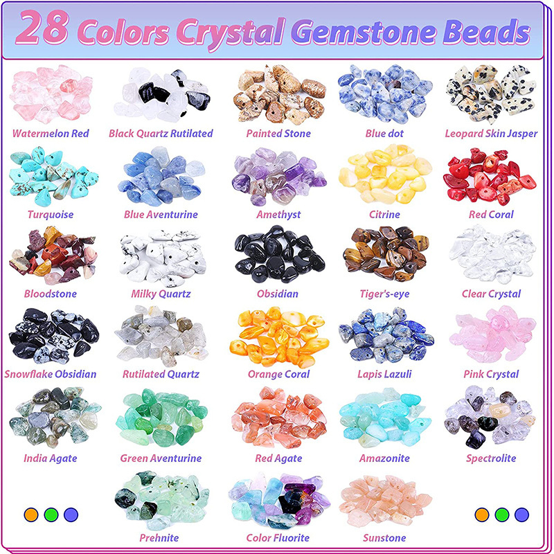 840pcs Gemstone Crystal Chip Beads Kit for Jewelry Making Craft Beads with Container for DIY Bracelet Necklace Gift Wholesale