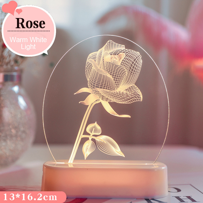 Valentine Day Light Acrylic Led Night Light 3D Lamp Heart Light For Valentine Gift Decoration New Year 2023